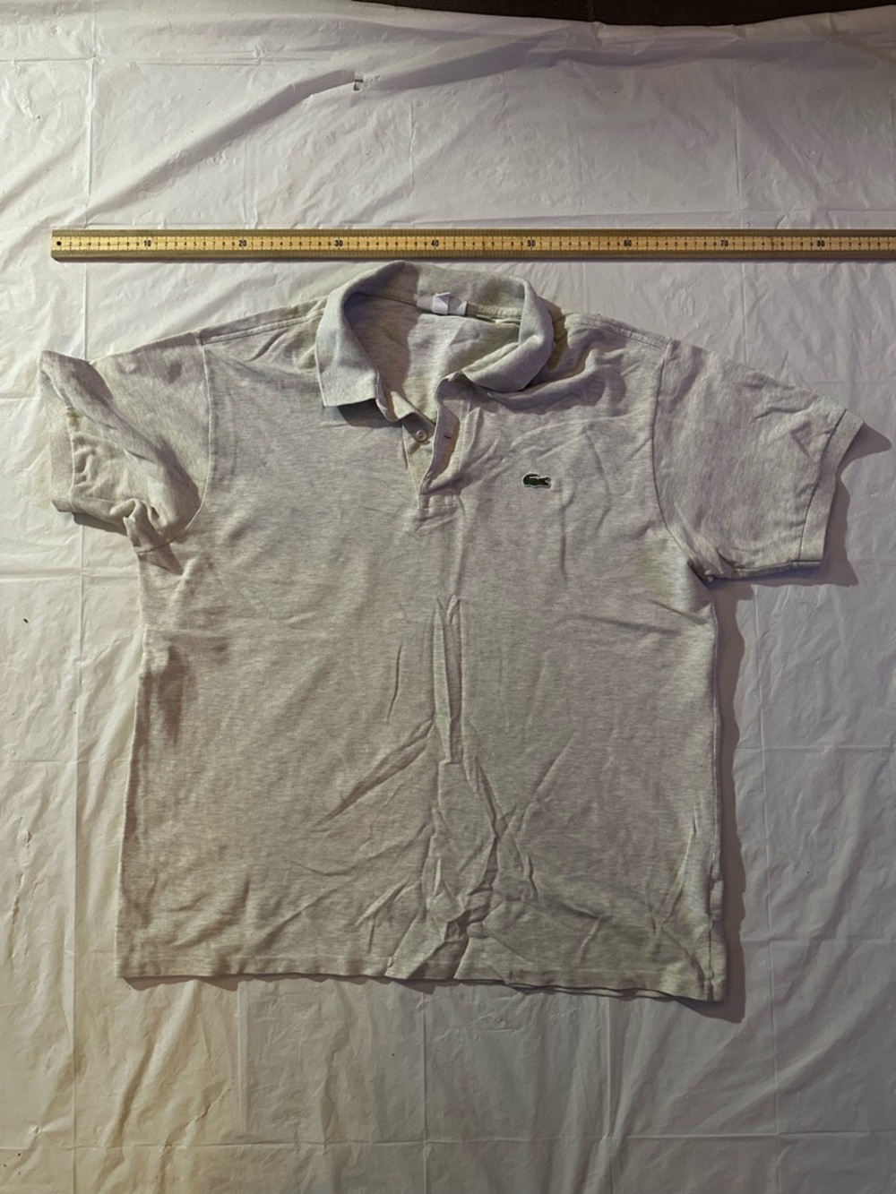 Lacoste Light Gray Men's Polo with Green Crocodile Logo